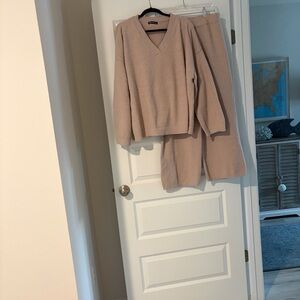 Cozy Beige Knit Sweater and Pants Set